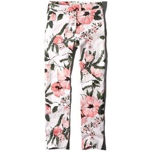 Abercrombie & Fitch Floral Straight Leg Jeans - Pink and Green